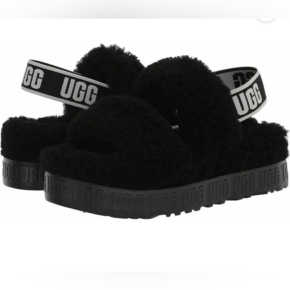 UGG Black‎ Fluffy Slides
